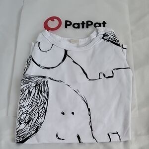 PatPat Monochrome Elephant Graphic Tee